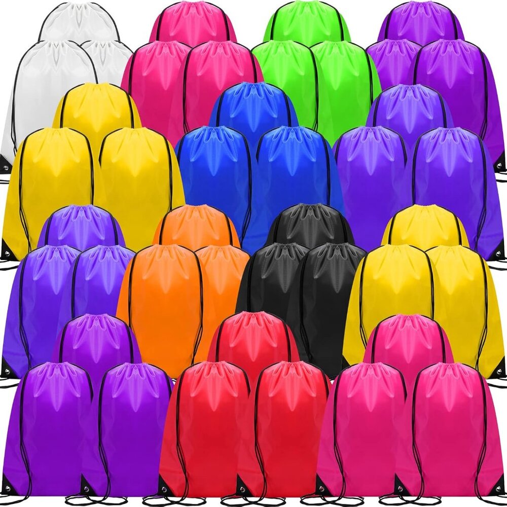 100 Pcs Drawstring Backpack Bulk Sports Gym Cinch Bag Polyester String Bag For M